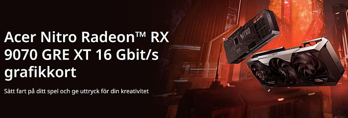 Acer упоминает на своем сайте видеокарту Radeon RX 9070 GRE XT Nitro