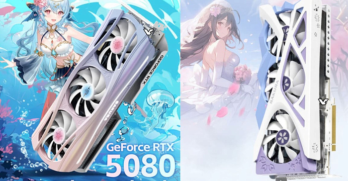Yeston GeForce RTX 5080 Sakura и Sakura Atlantis получили принты с аниме-девочками