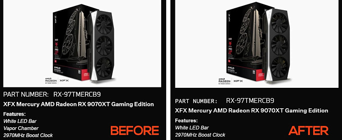 XFX допустила критические ошибки в характеристиках Radeon RX 9070 XT