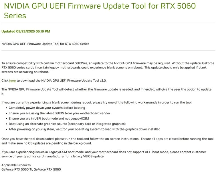 Nvidia geforce rtx 5060 ti vbios i2hard