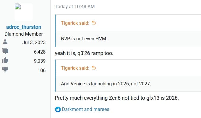 Процессоры AMD Ryzen на Zen 6 будут основаны на техпроцессах N2P и N3P от TSMC