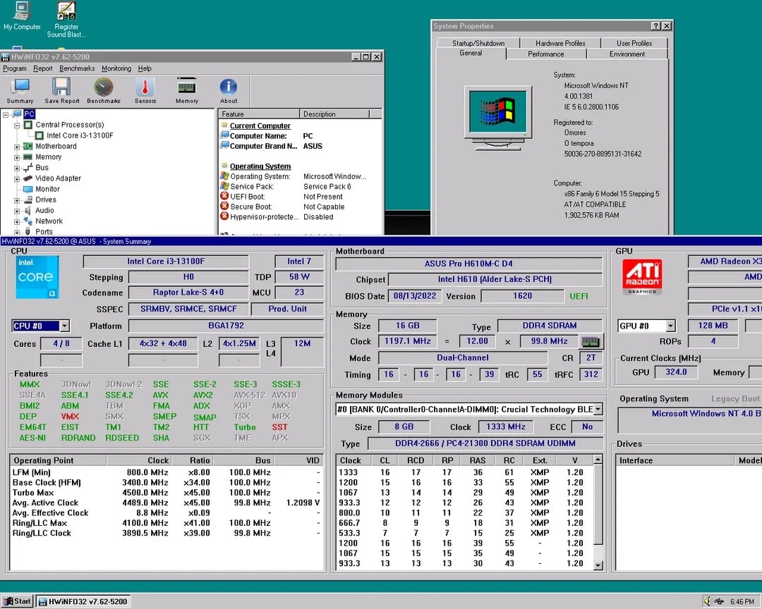 Intel Core i3-13100F заработал в операционной системе Windows NT 4.0 —  i2HARD