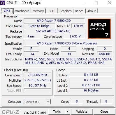 Ryzen 7 9800X3D покорил 7.31 GHz на плате GIGABYTE X870 AORUS Tachyon ICE