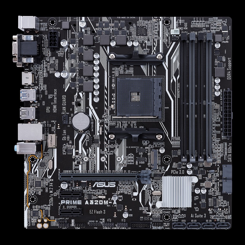   Socket AM4 ASUS PRIME A320M-K 2DDR4 MicroATX       