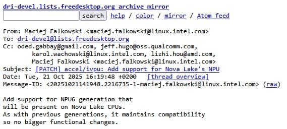 Intel Nova Lake получат новый нейропроцессор 6-го поколения