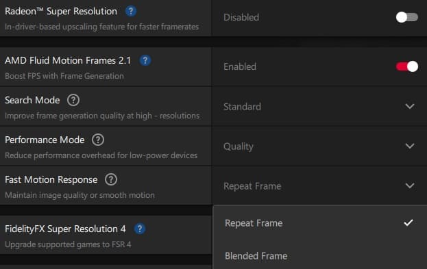 Генератор кадров AFMF 2.1 получил настройку Fast Motion Response для работы с быстрой камерой