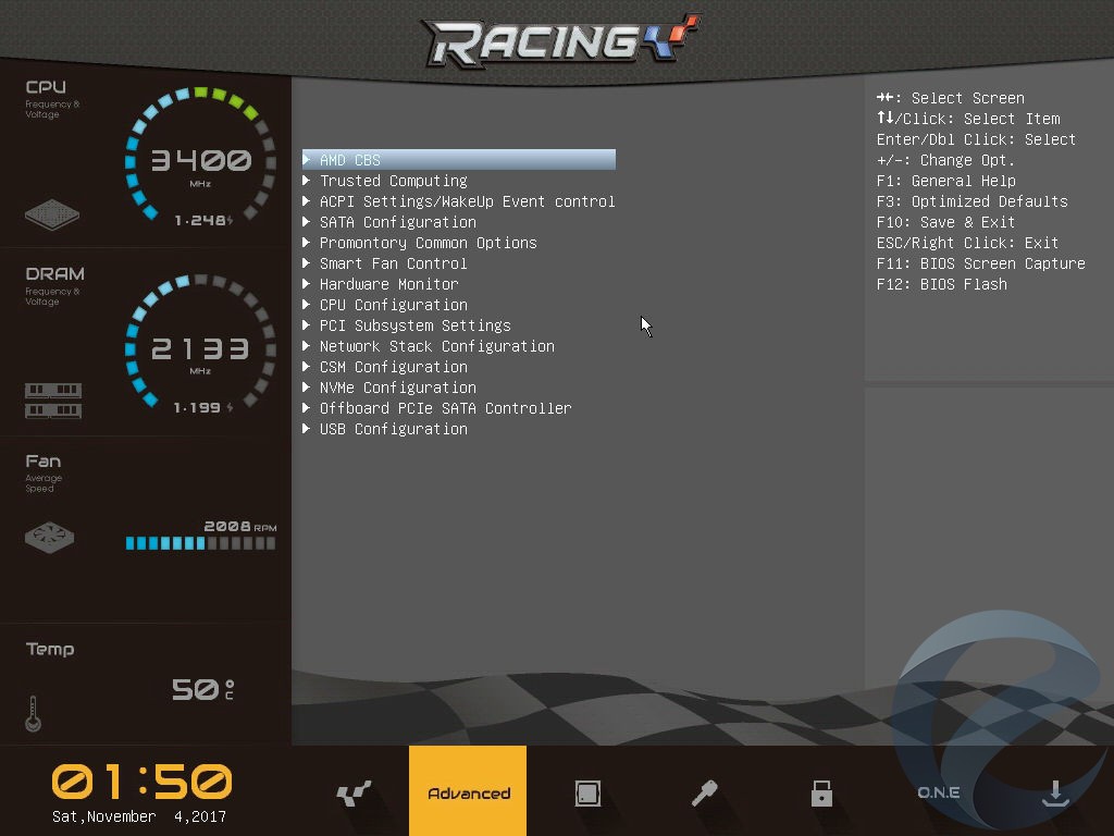 Интерфейс UEFI BIOS материнской платы Biostar Racing B350GTN
