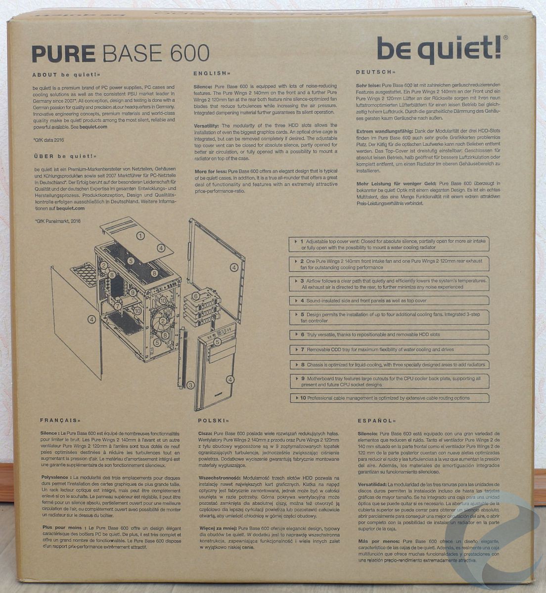 Упаковка и комплектация корпуса be quiet! Pure Base 600