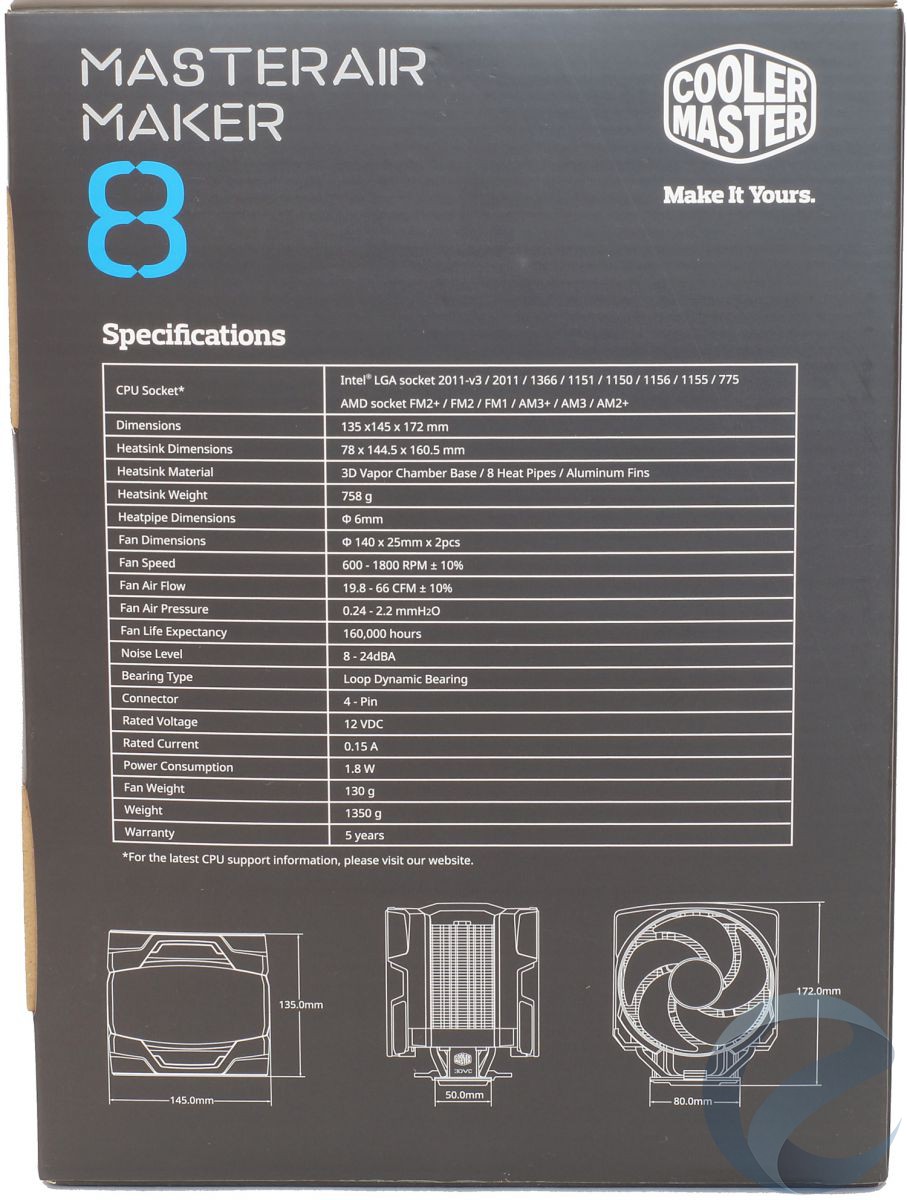 Упаковка и комплектация кулера Cooler Master MasterAir Maker 8